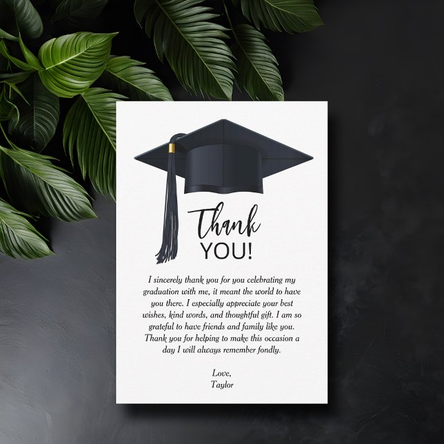 Carte De Correspondance Merci simple d'obtention du diplôme (Simple graduation flat thank you note cards with your personalized message.)