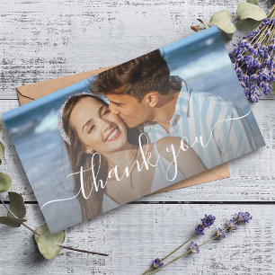 Carte De Correspondance merci stylish à la main photo mariage