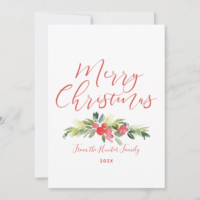 Carte De Correspondance Merry Mistletoe | Aquarelle (Devant)