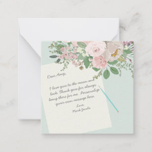 Carte De Correspondance Message floral moderne personnalisé note d'amour p