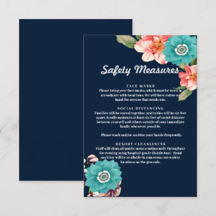 Carte De Correspondance Mesures De Sécurité Botanique Florale Bleue Et Ros