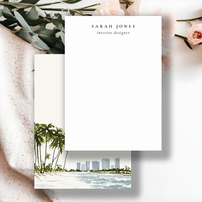 Carte De Correspondance Miami Floride Aquarelle Palm Paysage (Créateur téléchargé)