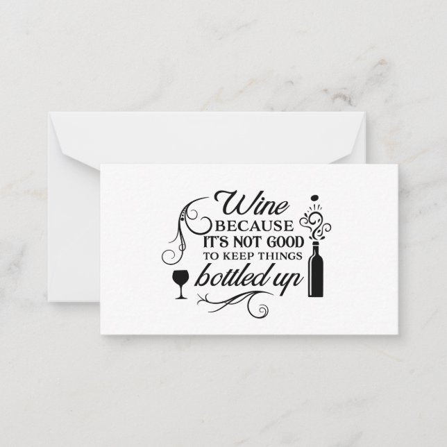 Carte De Correspondance mignon amateur de vin mot art (Devant)