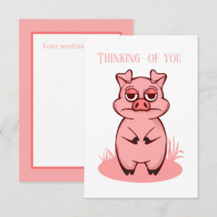 Carte De Correspondance mignon amoureux de cochon pensant que vous ajoutez