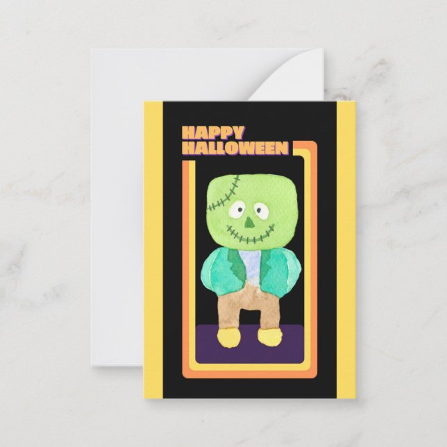Carte De Correspondance Mignon Enfant Halloween Monstre de Frankenstein  (Devant)