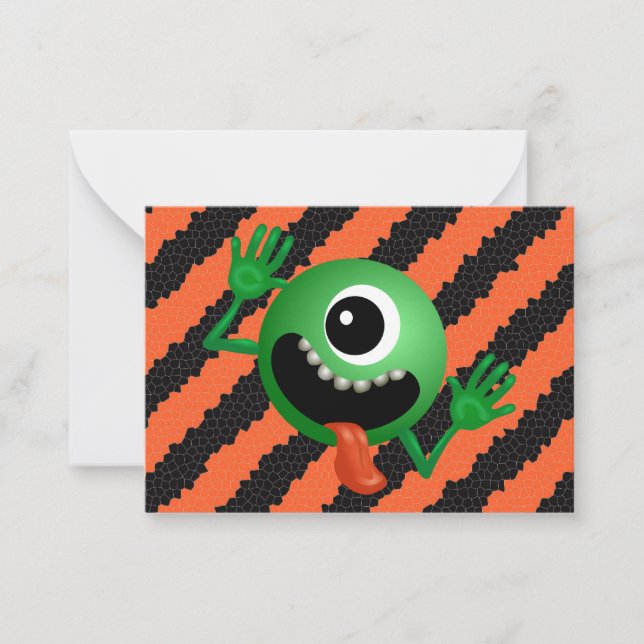 Carte De Correspondance Mignon Enfants Drôles Halloween Espace Alien (Devant)