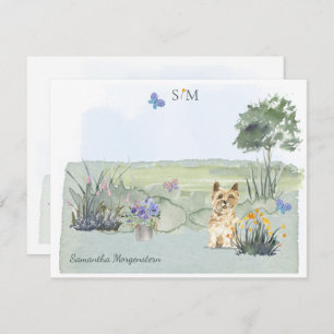 Carte De Correspondance Mignonne Cairn Terrier Chien Papillon Monogramme e