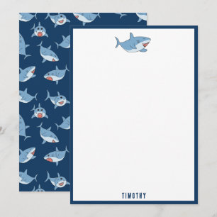 Carte De Correspondance Mignons requins blancs motif océan