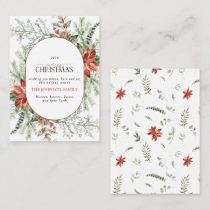 Carte De Correspondance Mini Arc Moderne Poinsettia Joyeux Script de Noël