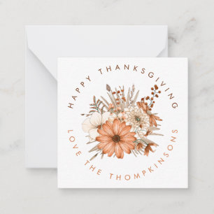 Carte De Correspondance MINI Floraux d'automne Bon thanksgiving de feuilla
