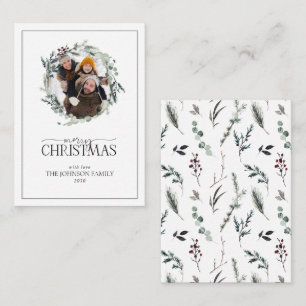 Carte De Correspondance Mini hiver de la couronne botanique photo Joyeux N