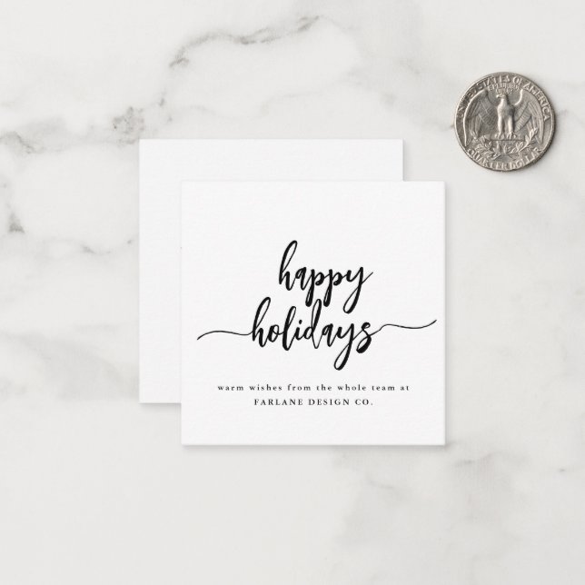 Carte De Correspondance Mini Joyeuses Vacances Script moderne Logo d'entre (Devant/Arrière en situation)