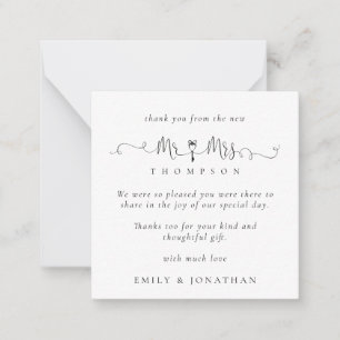 Carte De Correspondance MINI M. Mme Key Motif Script Mariage Merci
