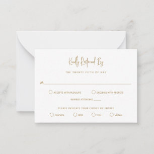 Carte De Correspondance Mini mariage minimaliste Gold Modern RSVP