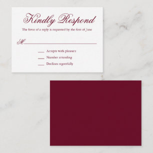 Carte De Correspondance Mini mariage traditionnel en Bourgogne RSVP