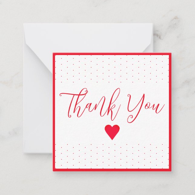 Carte De Correspondance Mini Merci Avec Pois Rouges (Devant)