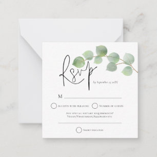 Carte De Correspondance MinI Moderne Eucalyptus Mariage RSVP Enfermetures