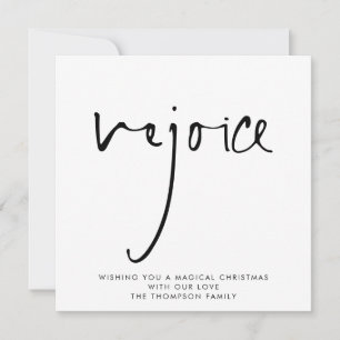 Carte De Correspondance MINI   Rejoice Élégant Script Black White Holiday
