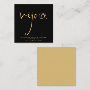 Carte De Correspondance MINI Rejoice Élégant Script Gold Black Holiday
