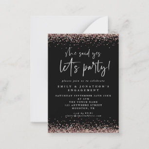 Carte De Correspondance MINI Rose Gold Parties scintillant Fiançailles noi