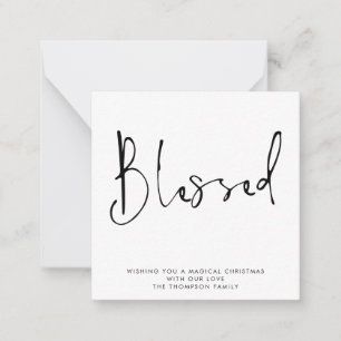 Carte De Correspondance MINI   Simple Script Béni Black White Holiday