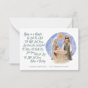 Carte De Correspondance MINI SIZE Nativité Scene dans un Manger Holiday
