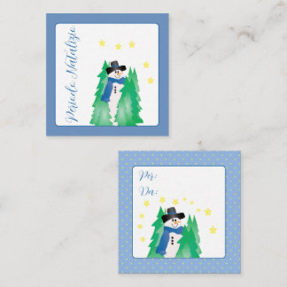 Carte De Correspondance Mini Snowman Bleu Et Blanc