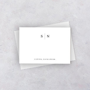 Carte De Correspondance Minimal et chic   Monogramme noir et blanc