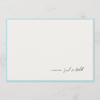 Carte De Correspondance Minimalist Light Blue Border Personalized Script