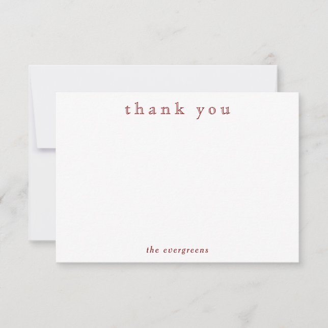 Carte De Correspondance Minimalist Thank You Couples or Family Stationery (Devant)