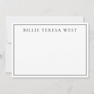 Carte De Correspondance Minimalist White | Modern Simple Border Monogram
