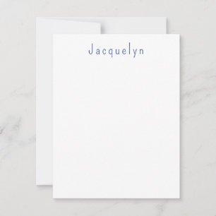 Carte De Correspondance Minimaliste Blanc Bleu Plaine Élégant Nom moderne