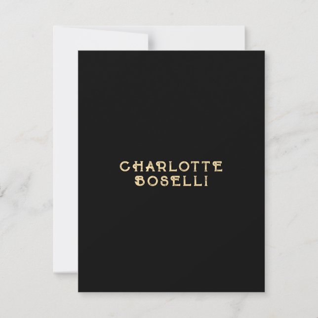 Carte De Correspondance Minimaliste Classique Professionnel Couleur Noir O (Devant)