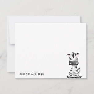Carte De Correspondance Minimaliste mignon bébé Zèbre enfants Personnalisé