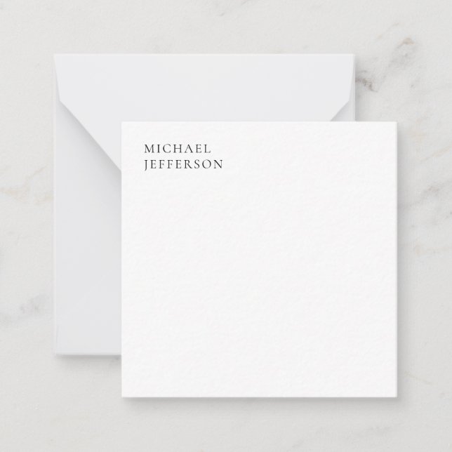 Carte De Correspondance Minimaliste Moderne Noir & Blanc Uni (Devant)