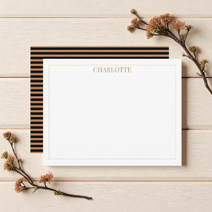 Carte De Correspondance Minimaliste noir et Brown rayures Classique chic