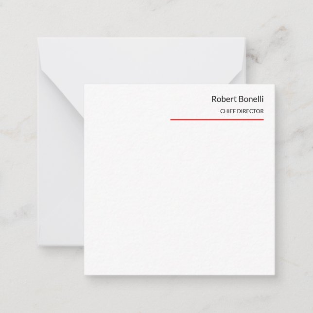 Carte De Correspondance Minimaliste Rouge clair blanc blanc moderne Taille (Devant)