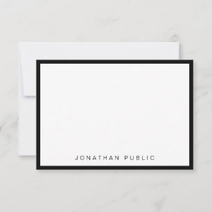 Carte De Correspondance Minimaliste tendance moderne élégant noir blanc
