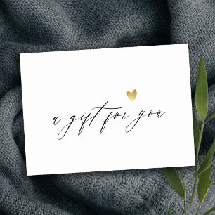 Carte De Correspondance Minimum Simple Script Gold Heart Certificat cadeau