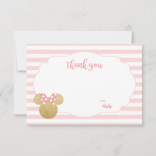 Carte De Correspondance Minnie Merci de Parties scintillant en or à rayu