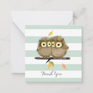 Carte De Correspondance Mint Stripes Baby Owy Merci Note Card
