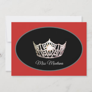 Carte De Correspondance Miss America Flat Note Card - Argent Couronne/Roug