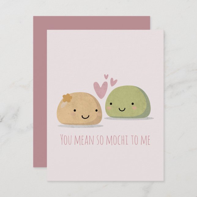 Carte De Correspondance Mochi mignon pour la Saint-Valentin (Devant / Derrière)