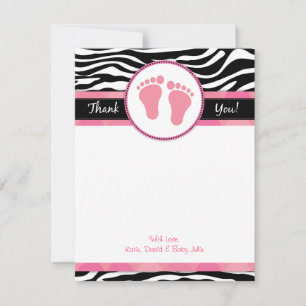 Carte De Correspondance Mod Pink Zebra Baby shower Merci Notes