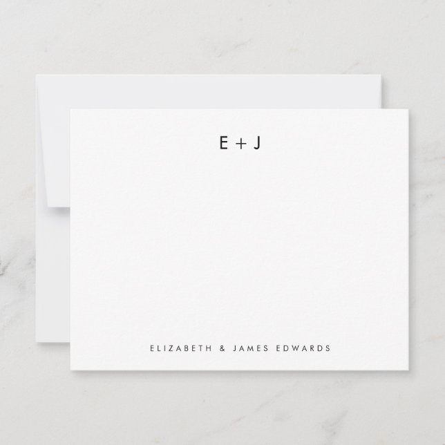 Carte De Correspondance Modern Couple Monogram Initials Personalized (Devant)