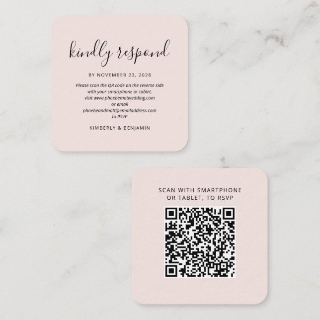 Carte De Correspondance Modern QR Code Wedding RSVP Card (Devant / Derrière)