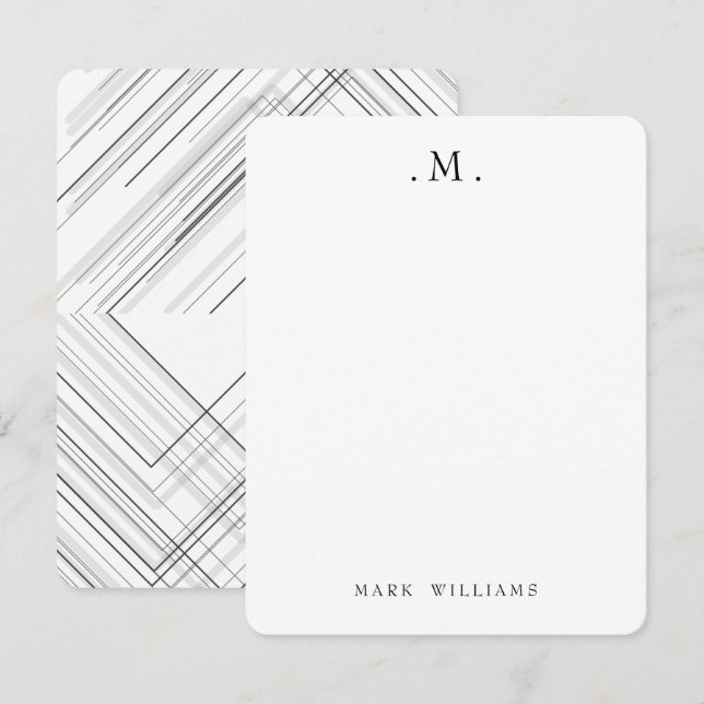 Carte De Correspondance Modern Stylish Geometric Lines Monogram Stationery (Devant / Derrière)