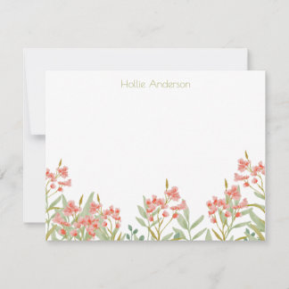 Carte De Correspondance Modern Watercolor Floral Elegant Chic