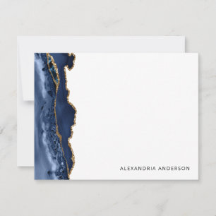 Carte De Correspondance Moderne Agate Marine Blue Gold Parties scintillant
