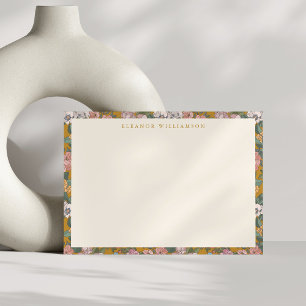 Carte De Correspondance Moderne Boho Floral Mustard Jaune Personnalisé
